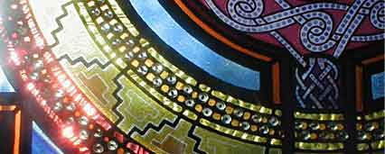 Golden Wheel stained glass